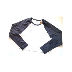 NWT Victoria's Secret Pink Cropped Long Sleeve Raglan Top Women's XL Black-White